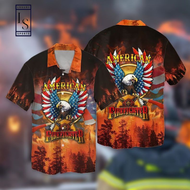 4th Of July Independence Day American Firefighter Eagle Hawaiian Shirt