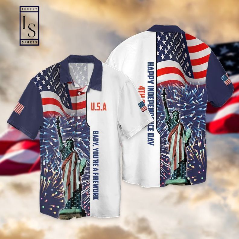 4th Of July Independence Day American Flag Statue Of Liberty Hawaiian Shirt