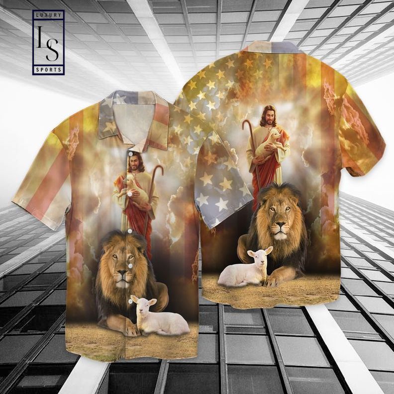 4th Of July Independence Day Jesus God Lion Hawaiian Shirt
