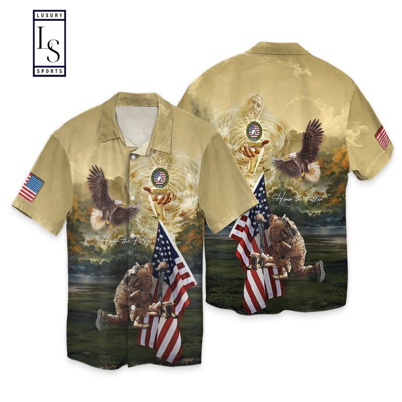 4th Of July Independence Day Memorial Day American Eagle Honor The Fallen Hawaiian Shirt