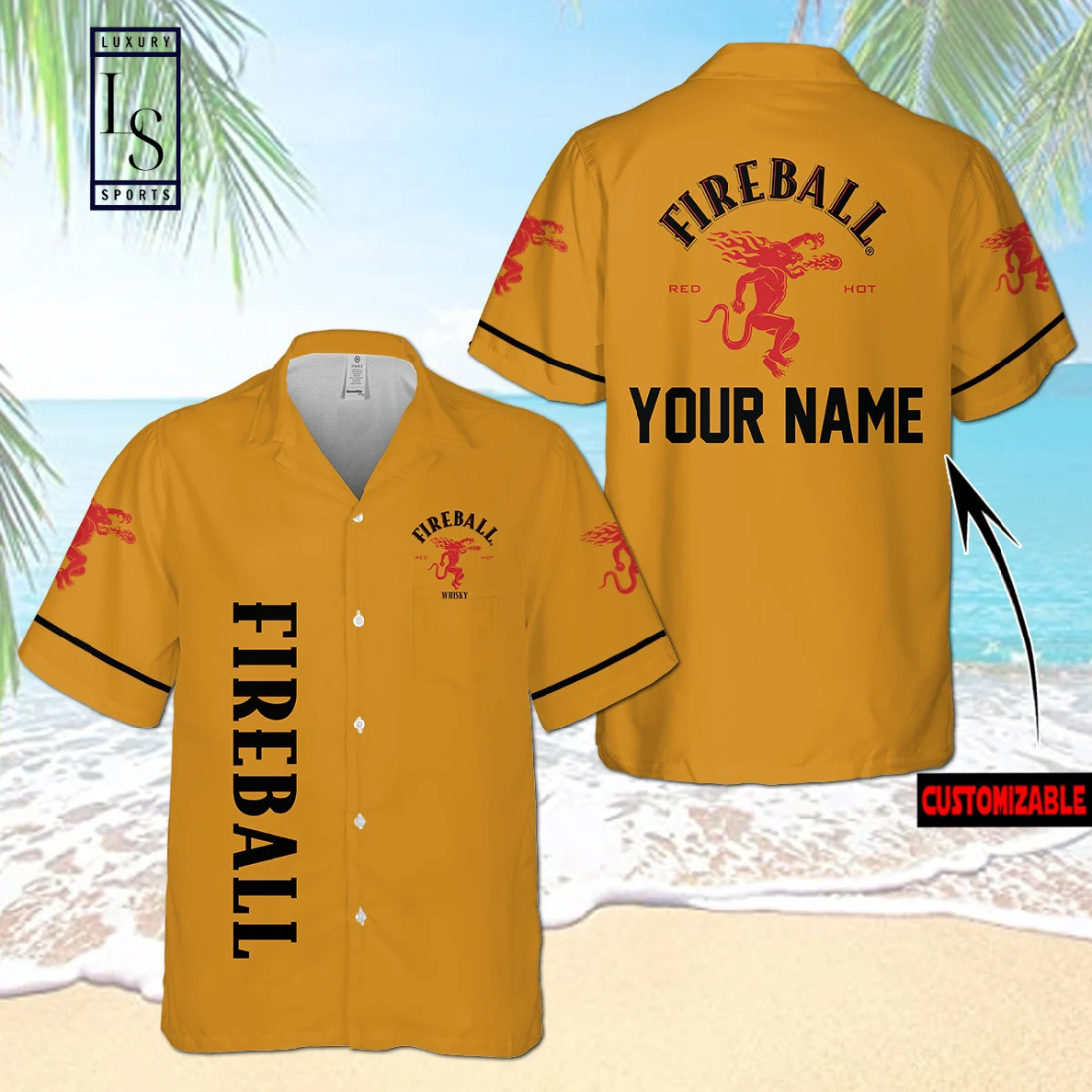 Fireball Custom Name Hawaiian Shirt