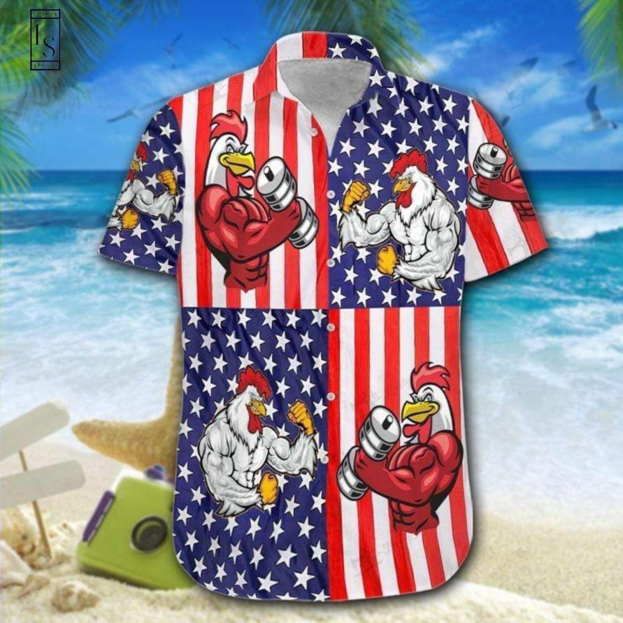 American Rooster Fight 4th of July Hawaiian Shirt