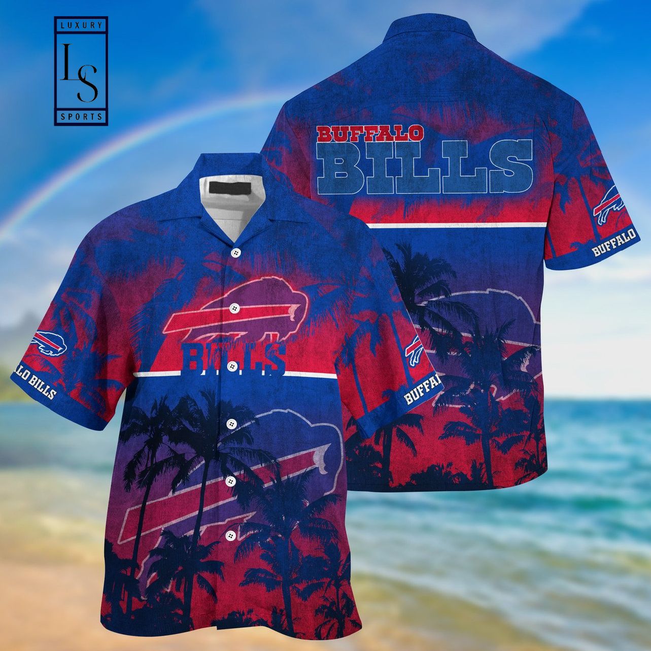 Buffalo Bills Palm Hawaiian Shirt