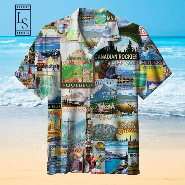 Canadian Landscape Drawing Hawaiian Shirt