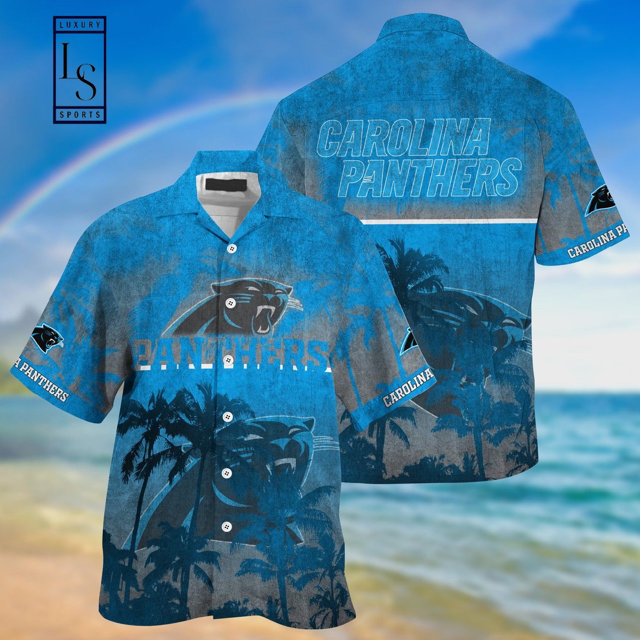Carolina Panthers Palm Hawaiian Shirt