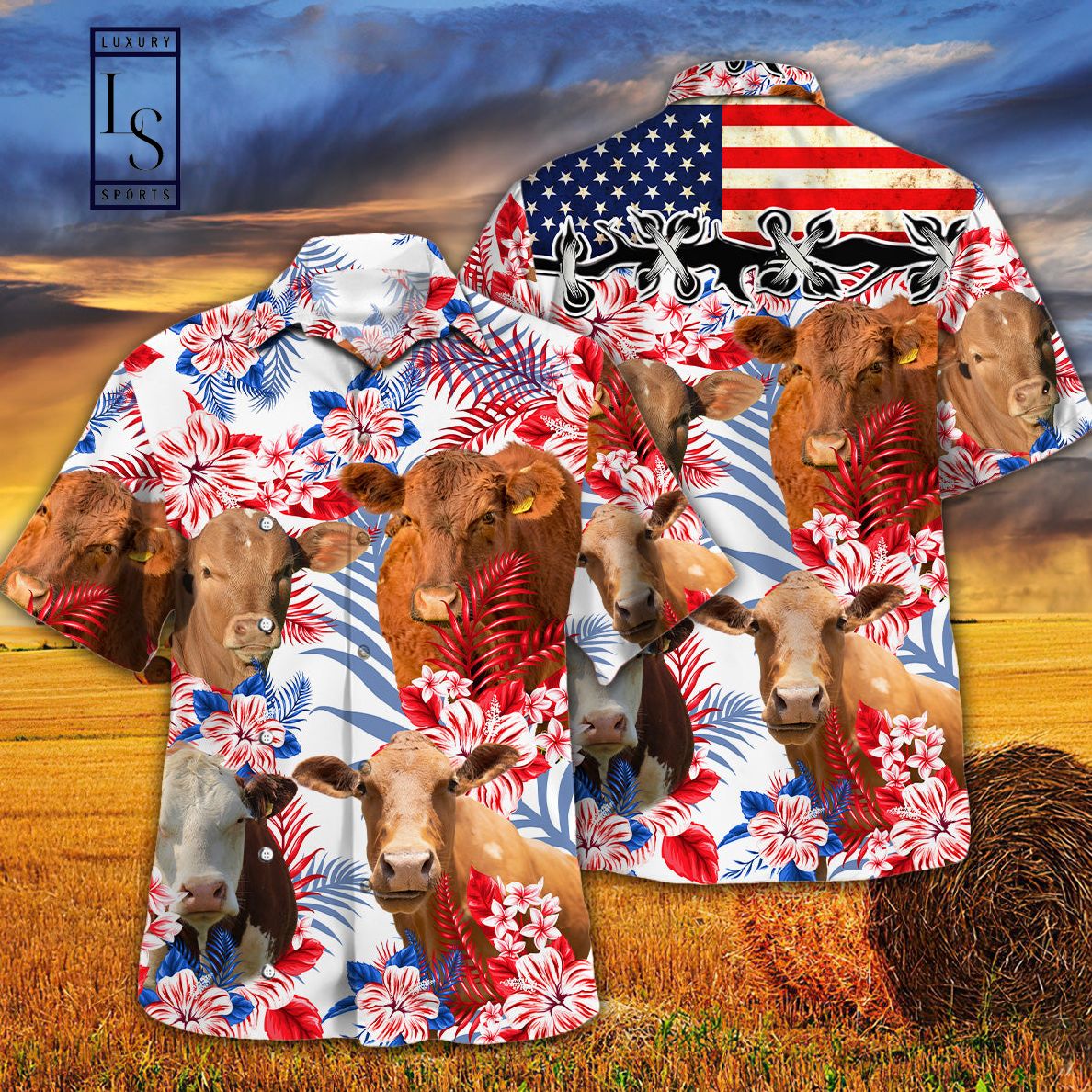 Cow American Flag Hawaiian Shirt