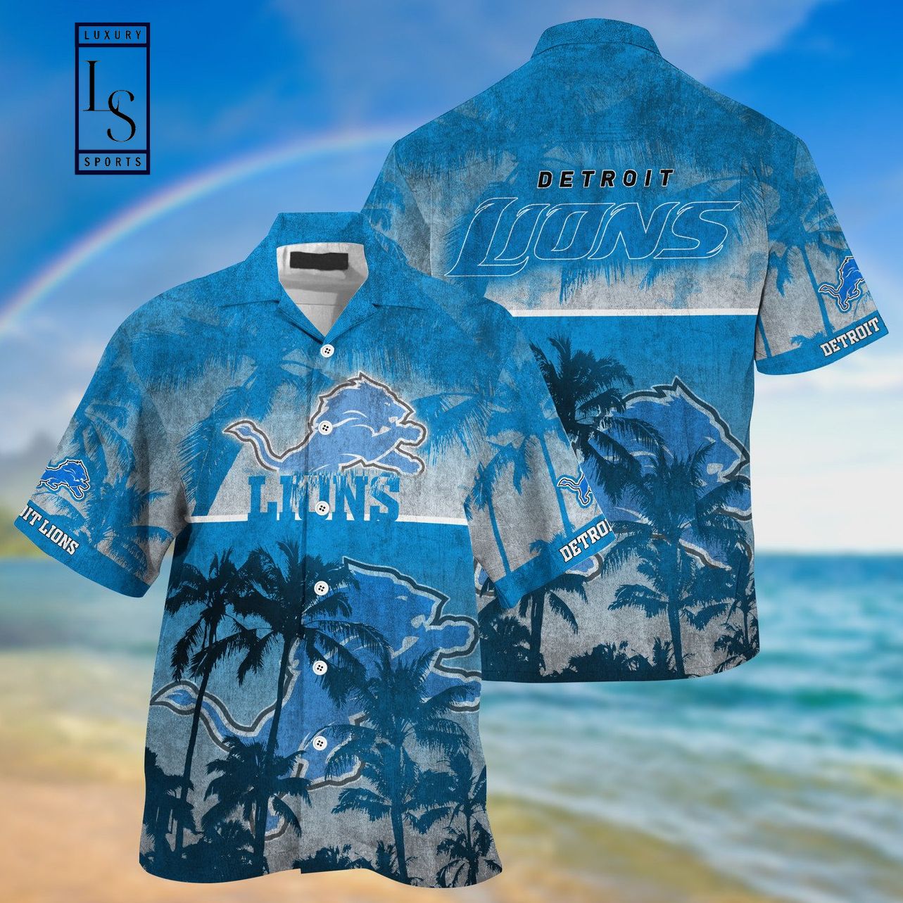 Detroit Lions Palm Hawaiian Shirt