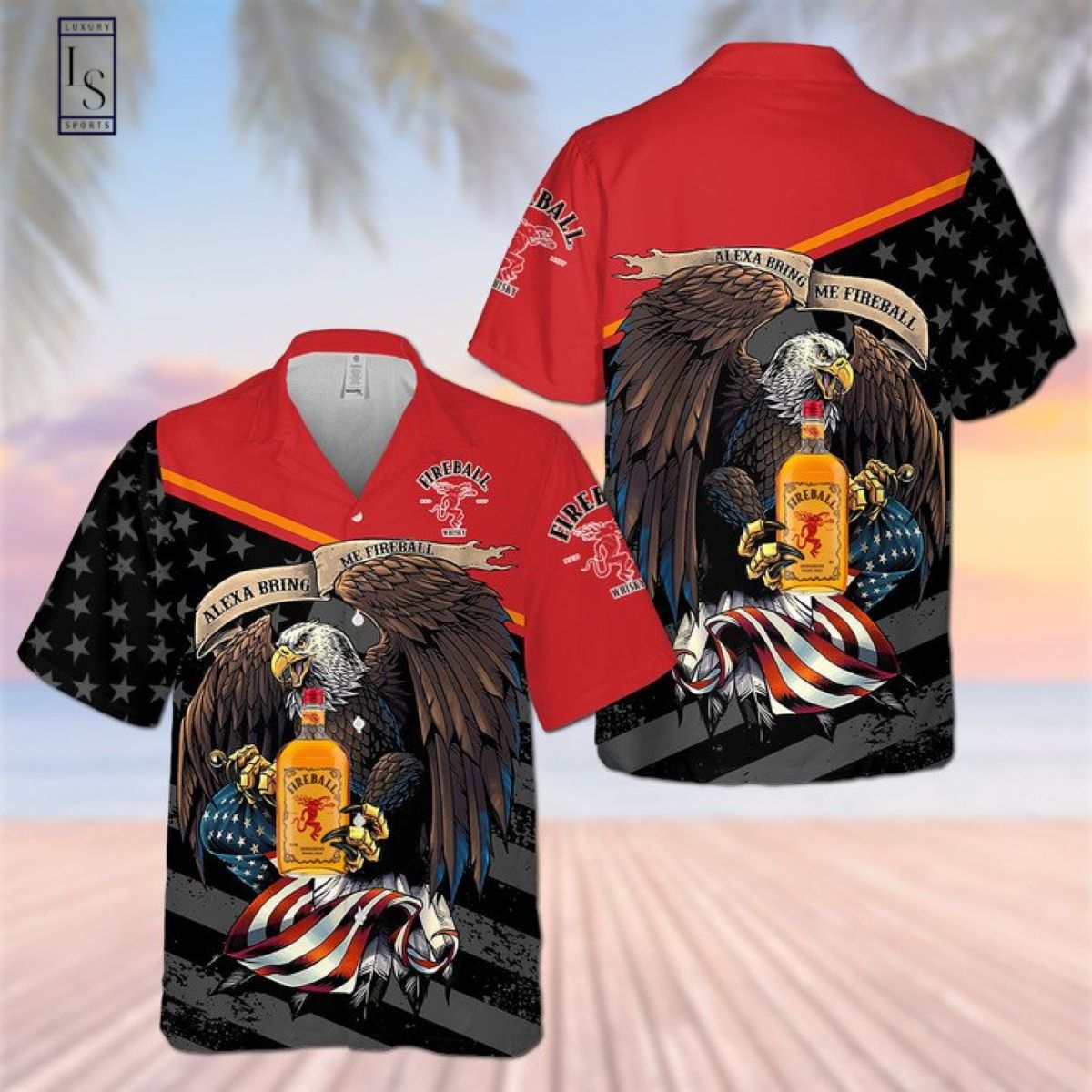 Fireball Eagle Hawaiian Shirt