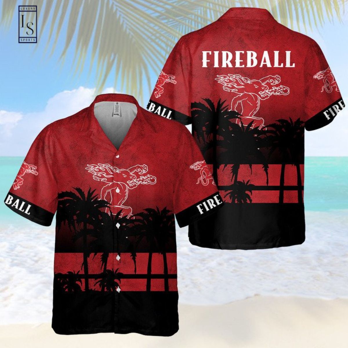 Fireball Red Dragon Hawaiian Shirt