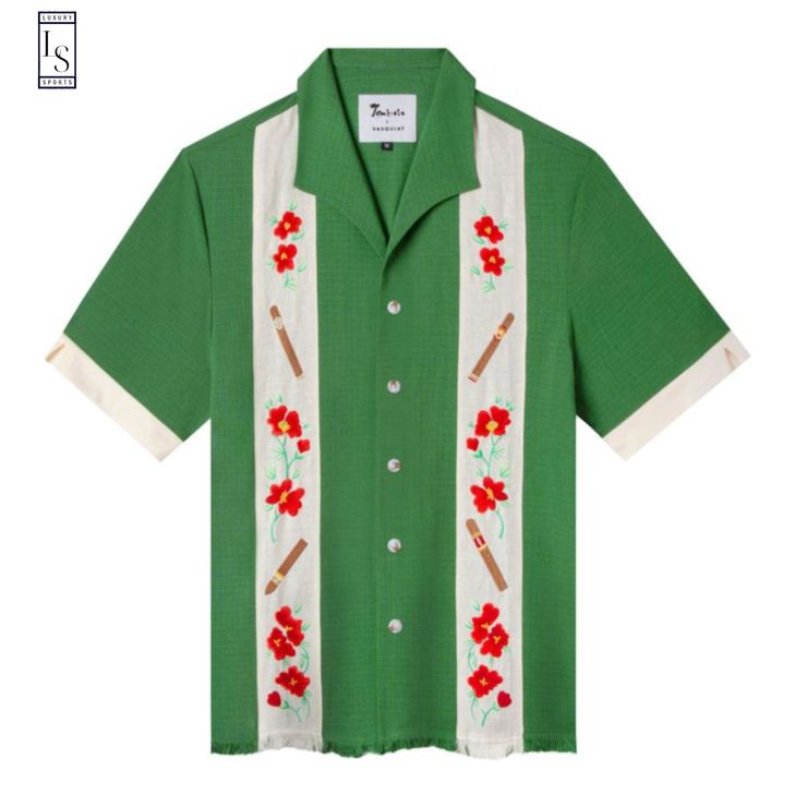 Humo de la Habana Green Hawaiian Shirt