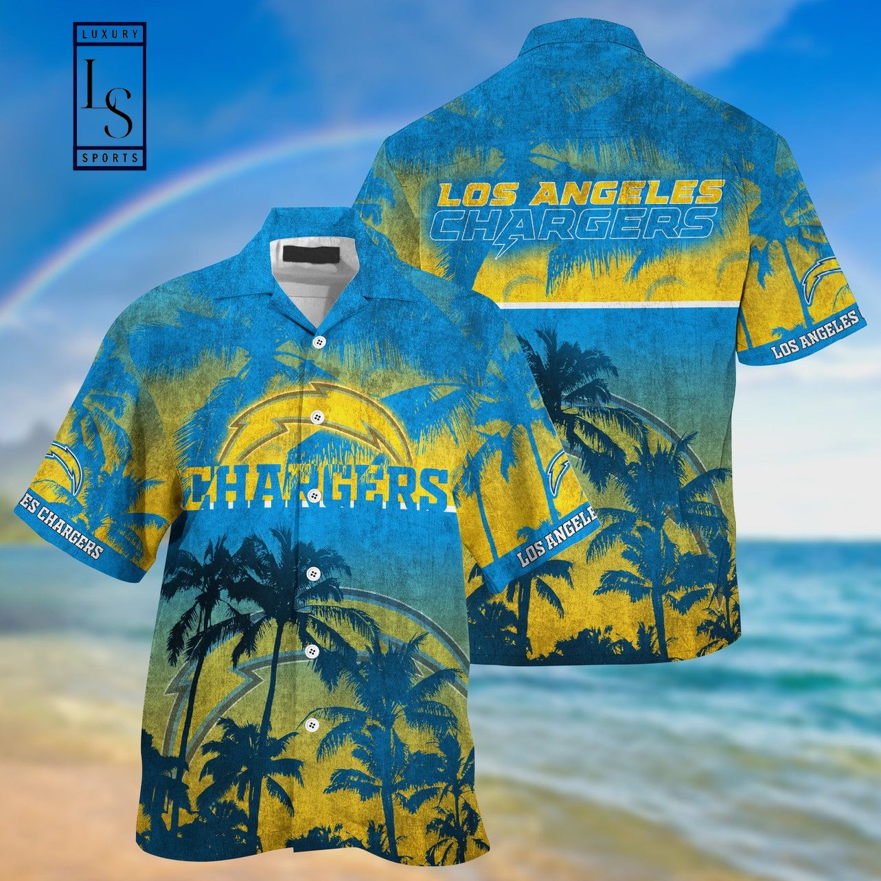 Los Angeles Chargers Palm Hawaiian Shirt