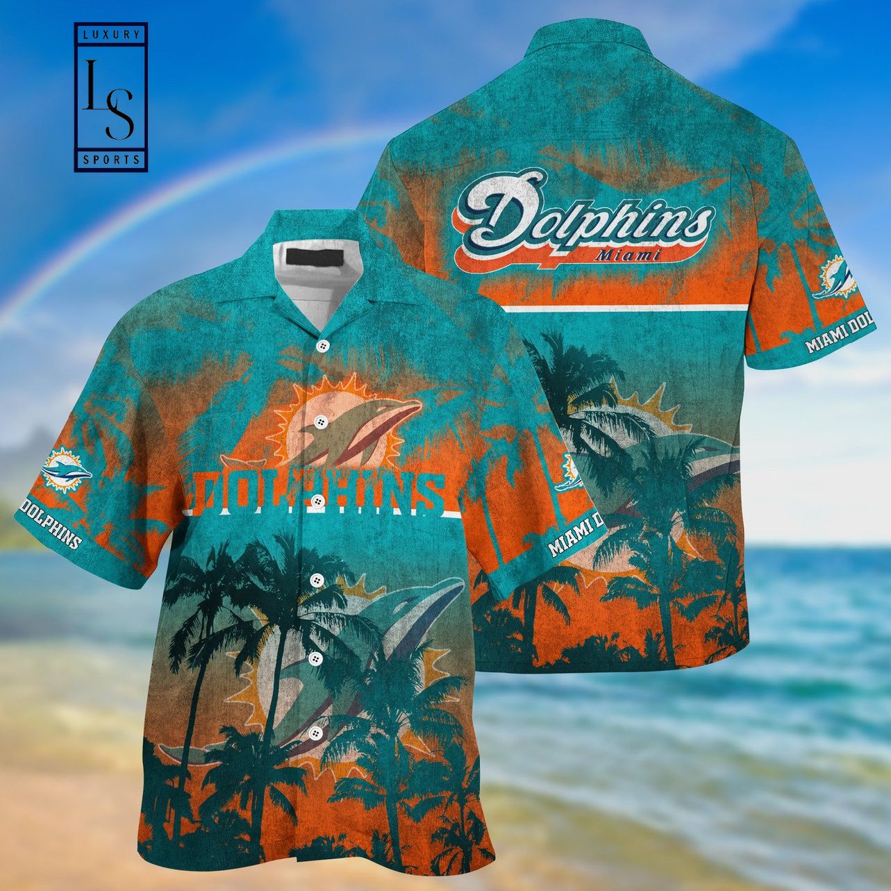 Miami Dolphins Palm Hawaiian Shirt