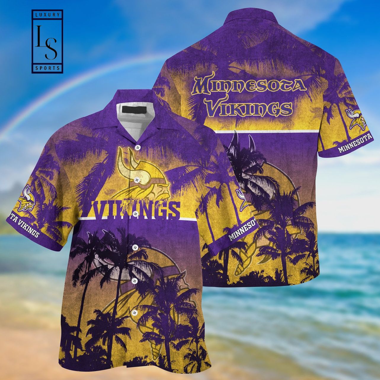 Minnesota Vikings Palm Hawaiian Shirt