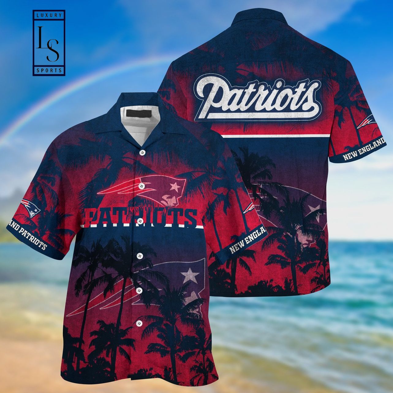 New England Patriots Palm Hawaiian Shirt
