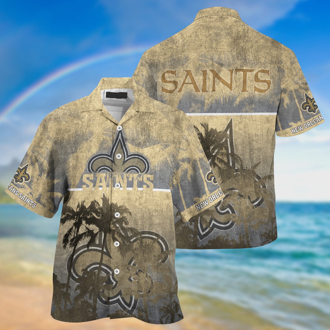 New Orleans Saints Palm Hawaiian Shirt