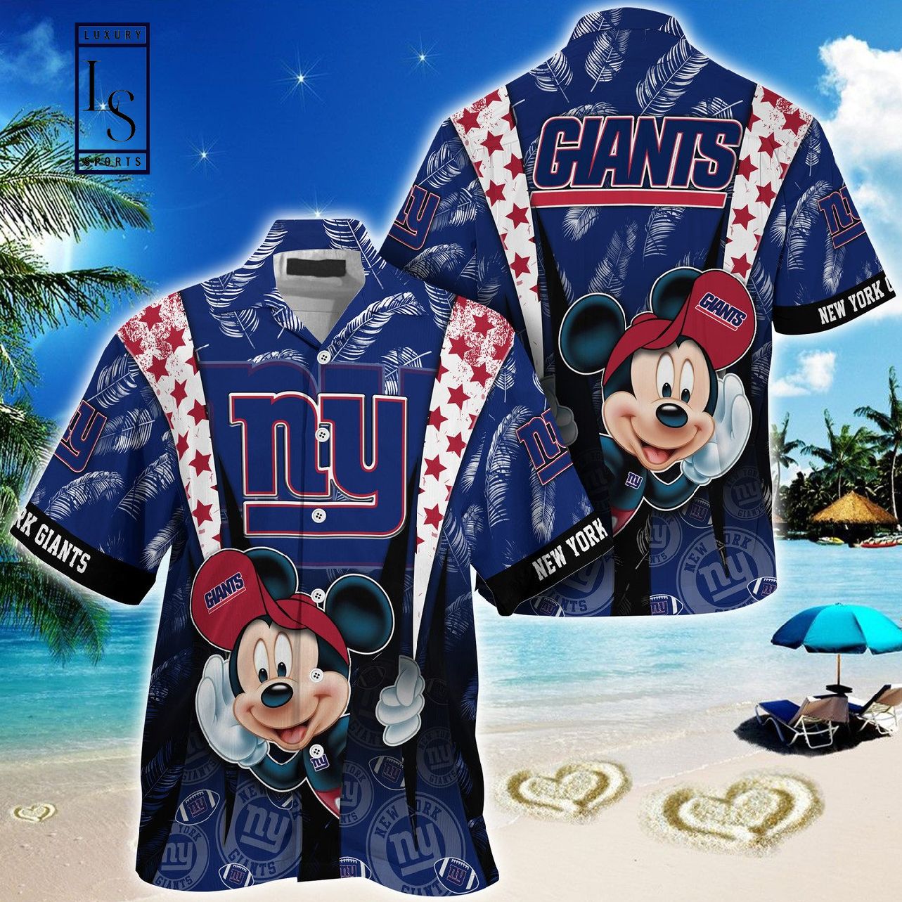 New York Giants Mickey Mouse Hawaiian Shirt