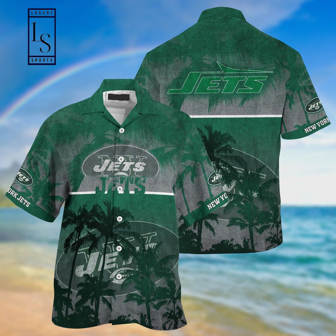 New York Jets Palm Hawaiian Shirt