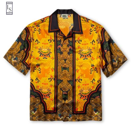 Ning Dynasty Traditional Yellow Hawaiian Shirt