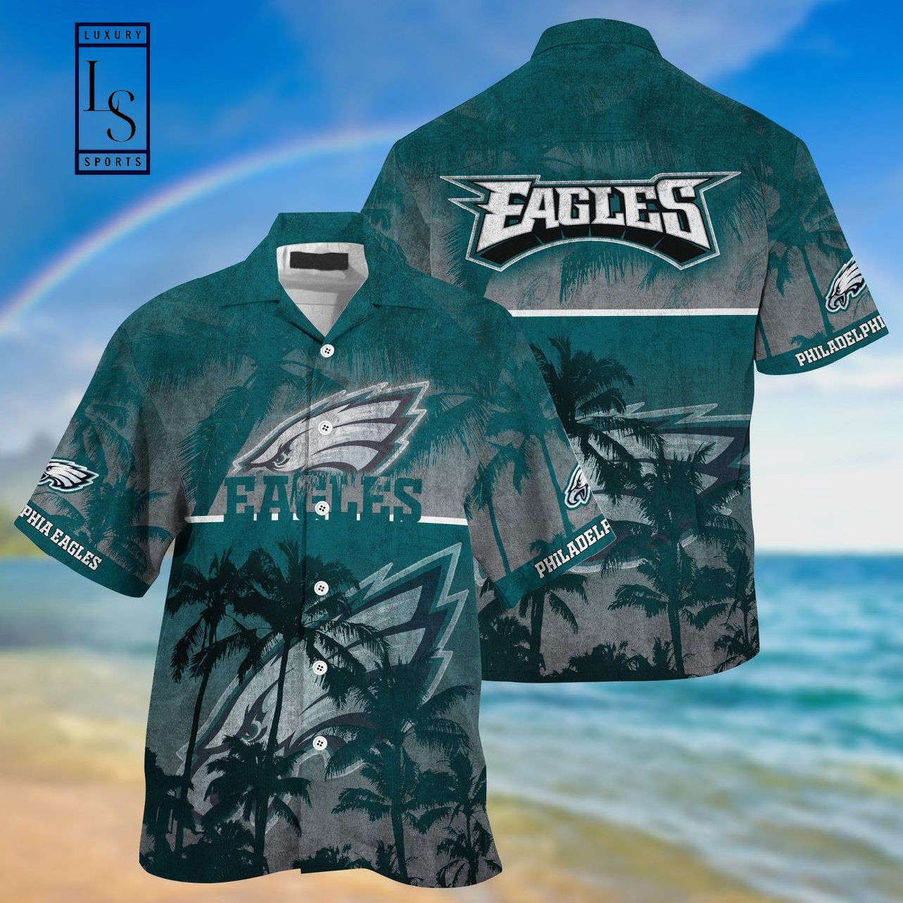 Philadelphia Eagles Palm Hawaiian Shirt