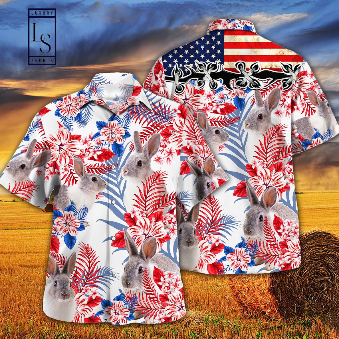Rabbit Lovers United States Flag Hawaiian Shirt