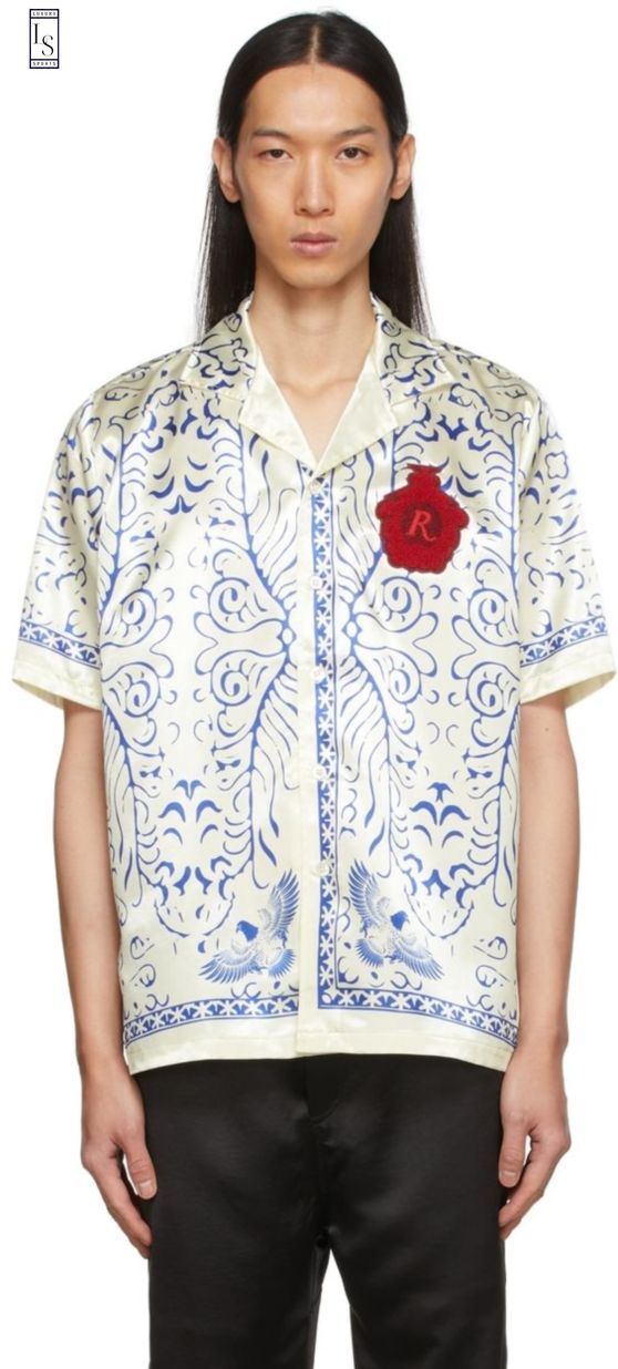 Rhude SSense White & Blue Hawaiian Shirt