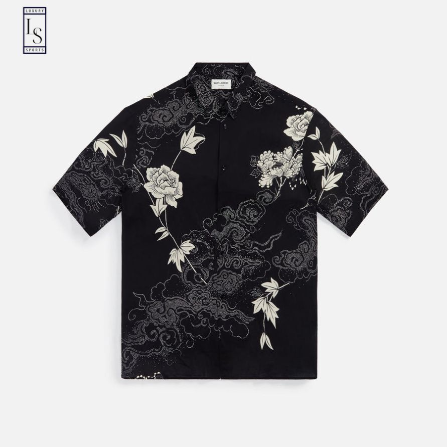 Saint Laurent Rose Print Hawaiian Shirt