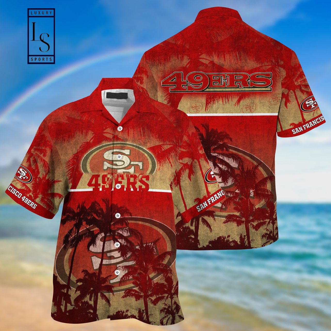 San Francisco 49ers Palm Hawaiian Shirt