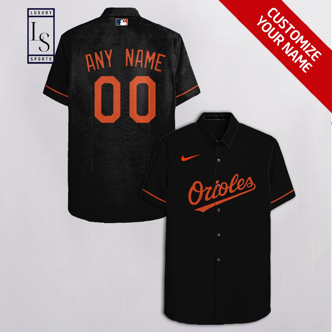 Baltimore Orioles Baseball Team Customized Black Hawaiian Shirt