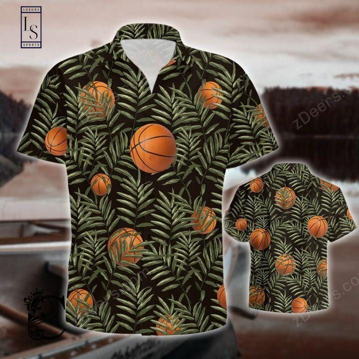 Basketball Leaf Pattern Hawaiian Shirt