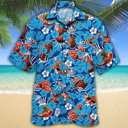 Blue Floral Aloha Hawaiian Shirt