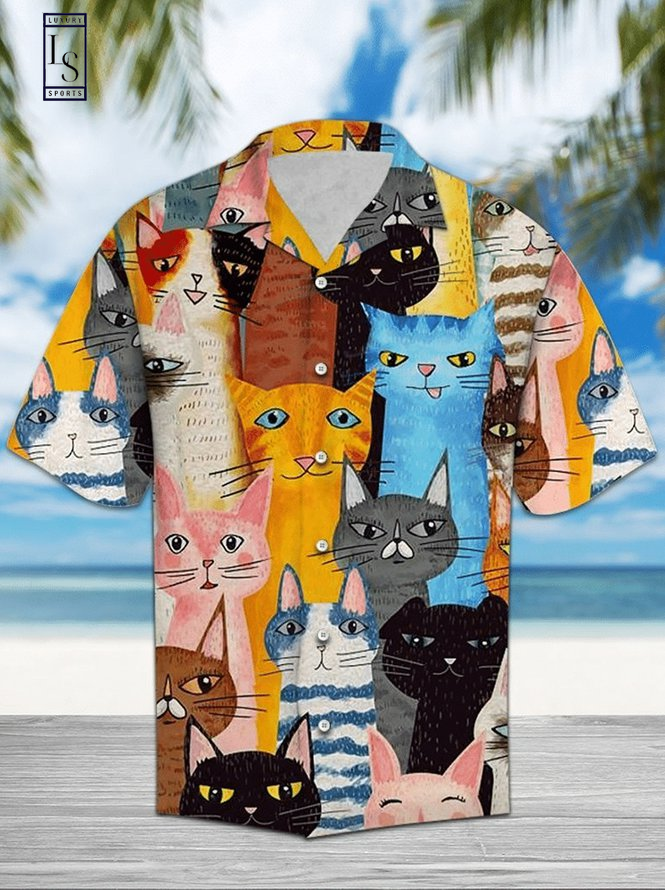 Cat Abstract Image Hawaiian Shirt