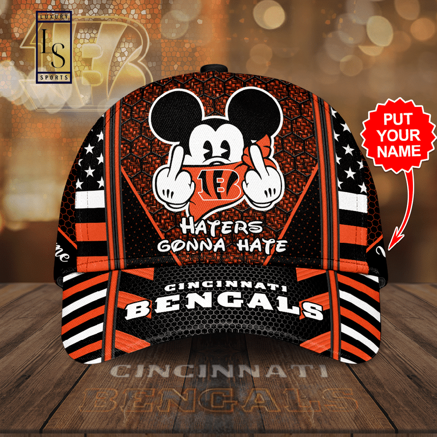 Cincinnati Bengals Mickey Mouse Haters Gonna Hate Customized Baseball Cap