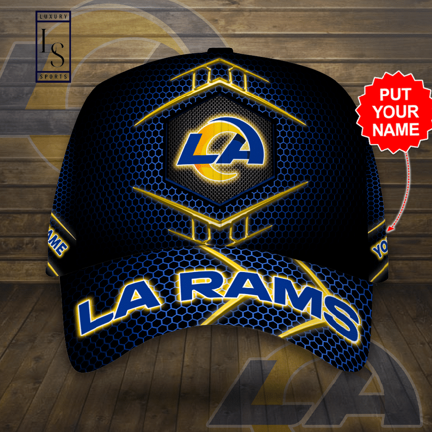 Los Angeles Rams Beehive Hexagon Pattern Customized Baseball Cap