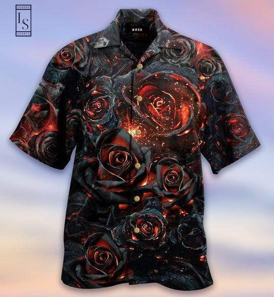 Fire Black Rose Hawaiian Shirt