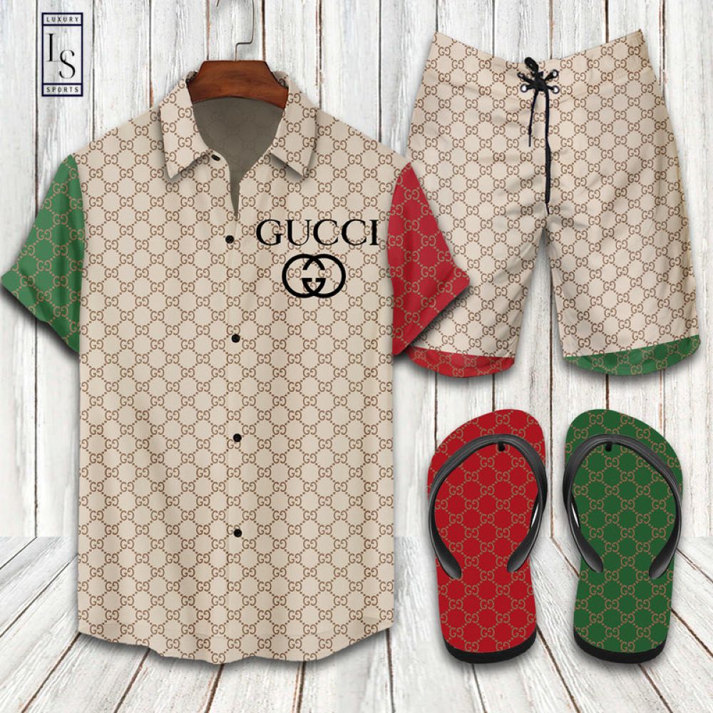 Gucci Signature Detail Hawai Flops And Hawaii Shirt, Short