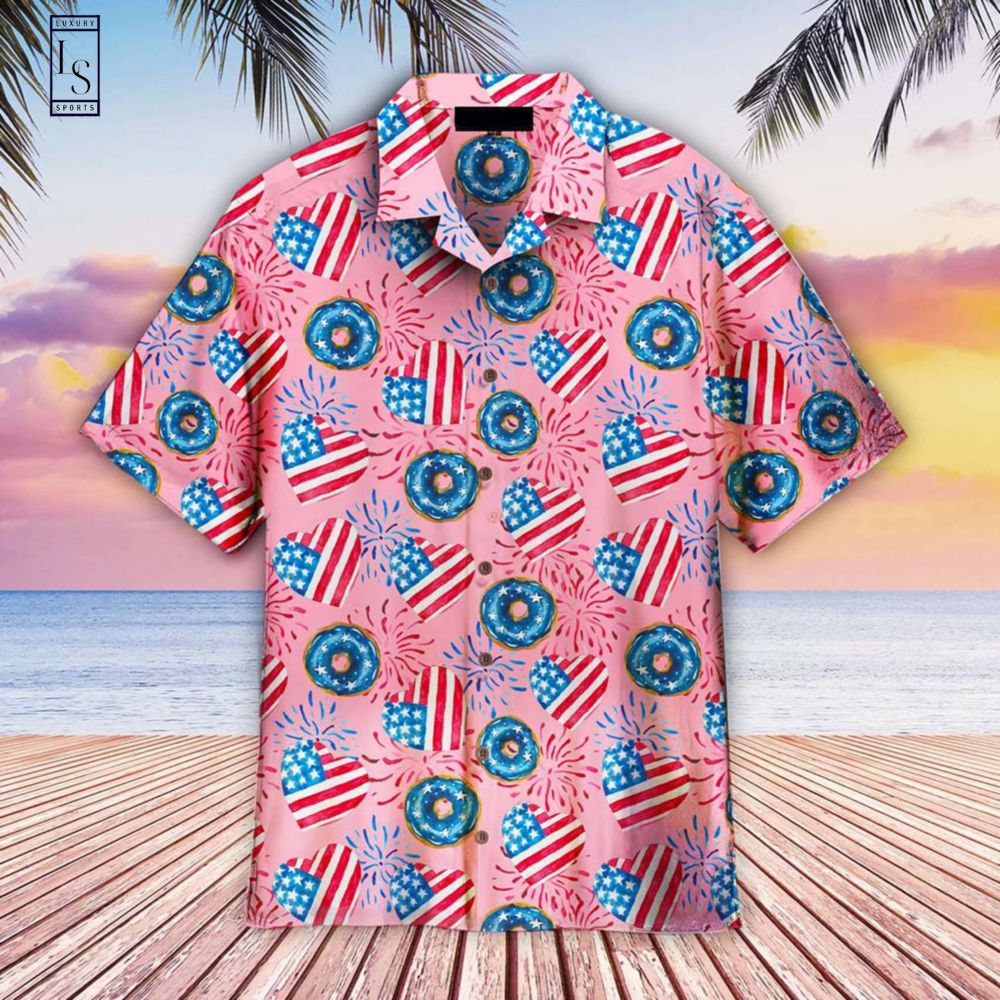 Heart Donuts 4th Of July Hawaiian Shirt