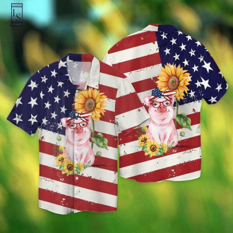 Independence Day With Pig Hawaiian Shirt
