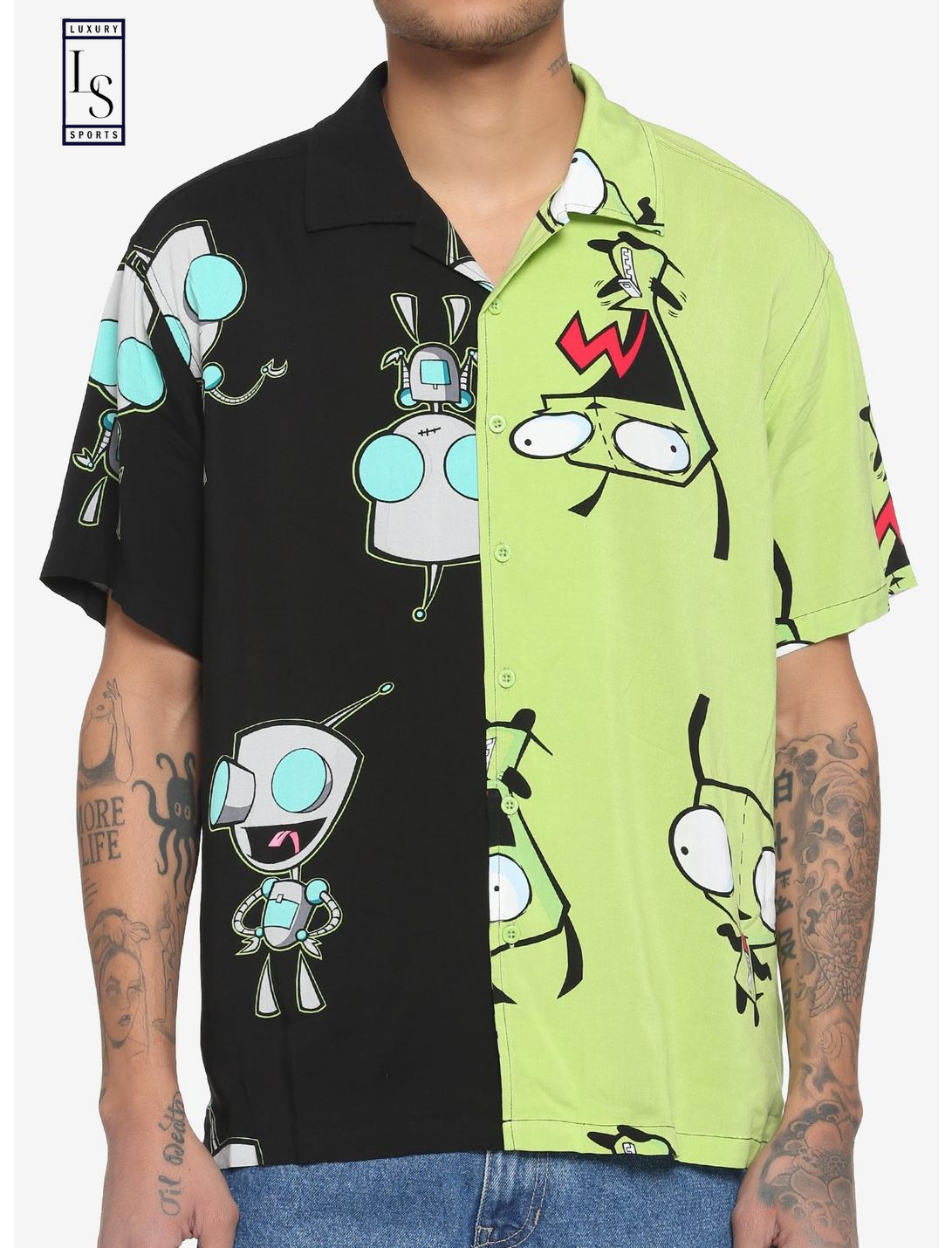 Invader Zim GIR Split Woven Hawaiian Shirt
