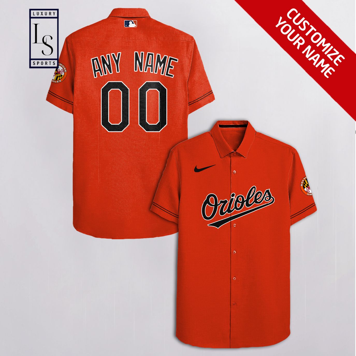 MLB Baltimore Orioles Baseball Team Customized Orange Hawaiian Shirt