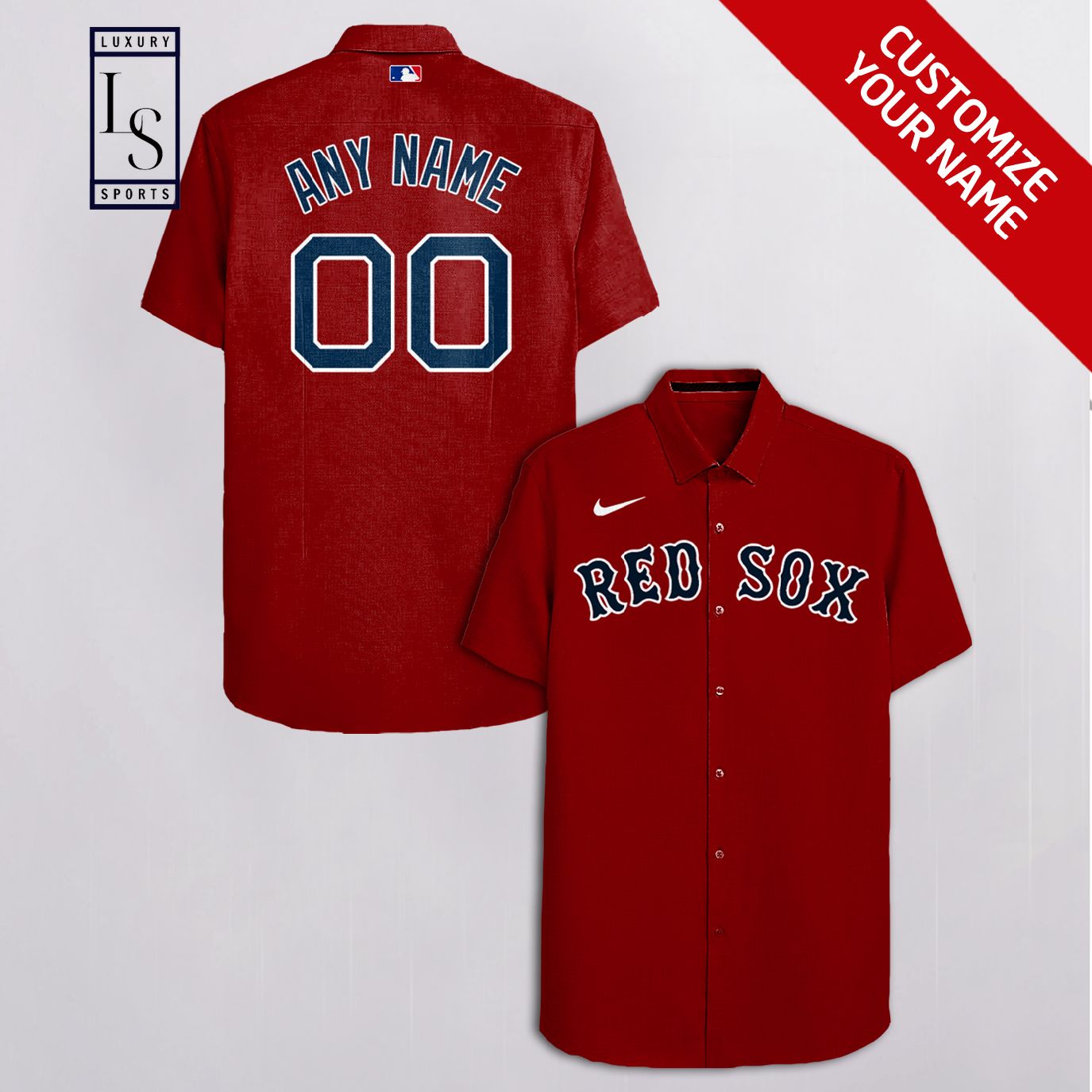 MLB Boston Red Sox Baseball Team Customized Red Hawaiian Shirt