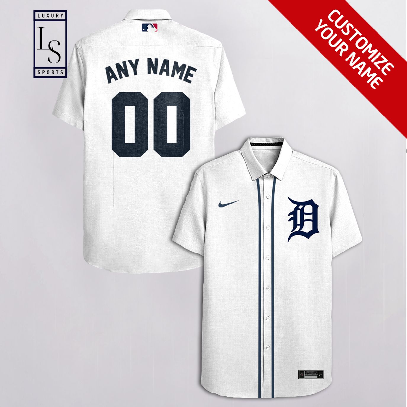 MLB Detroit Tigers Baseball Team Customized White Hawaiian Shirt