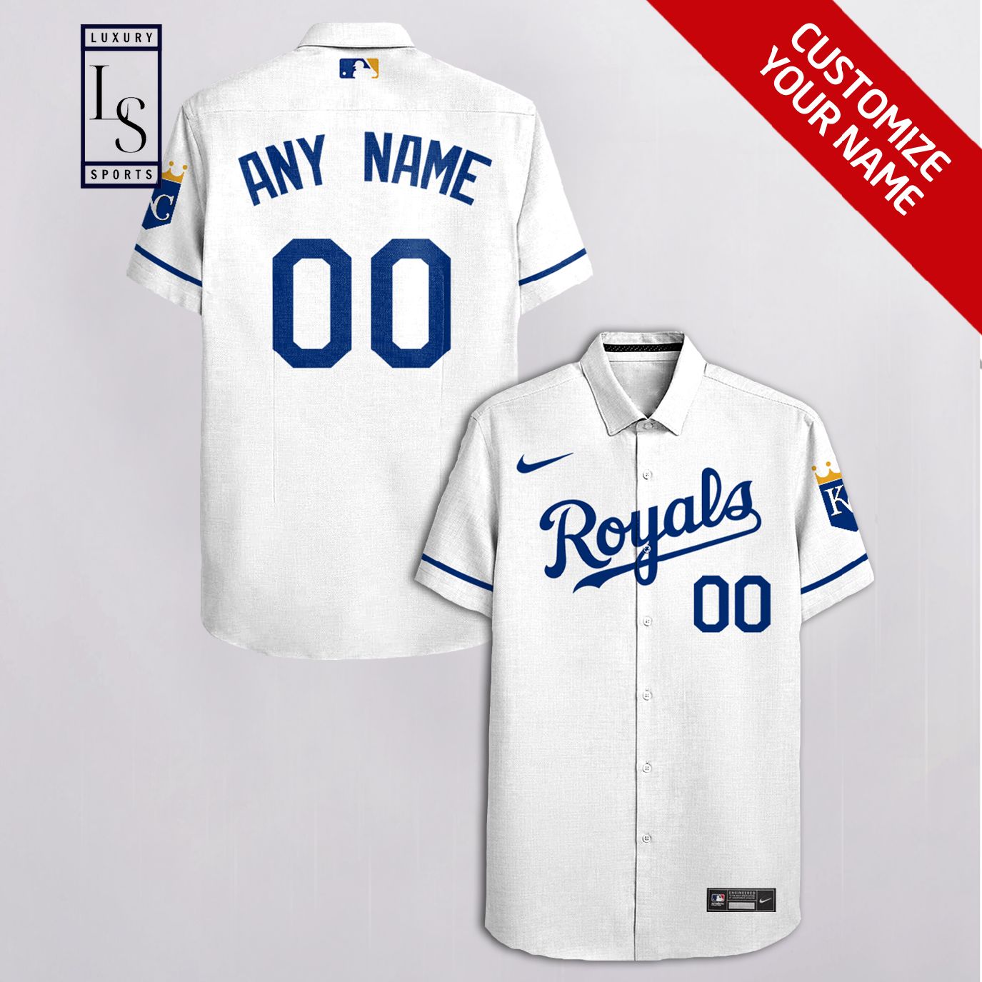 MLB Kansas City Royals Baseball Team Customized White Hawaiian Shirt