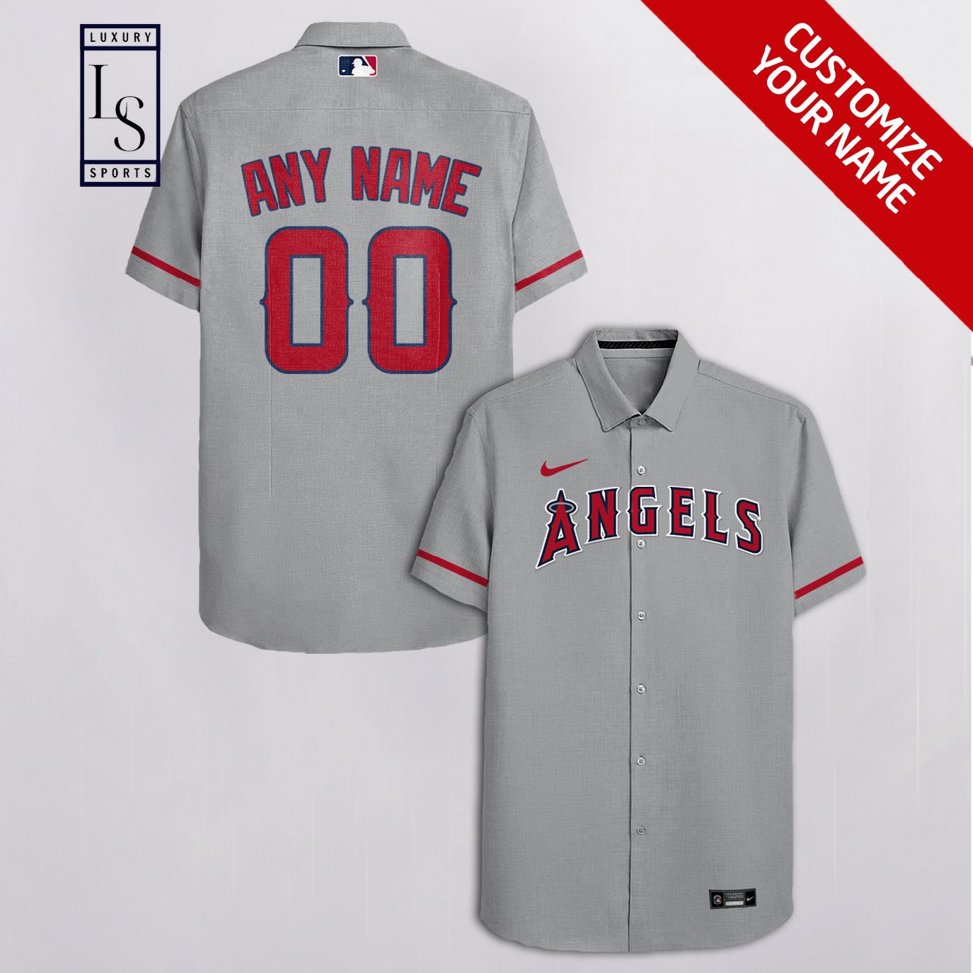 MLB Los Angeles Angels Baseball Team Customized Grey Hawaiian Shirt