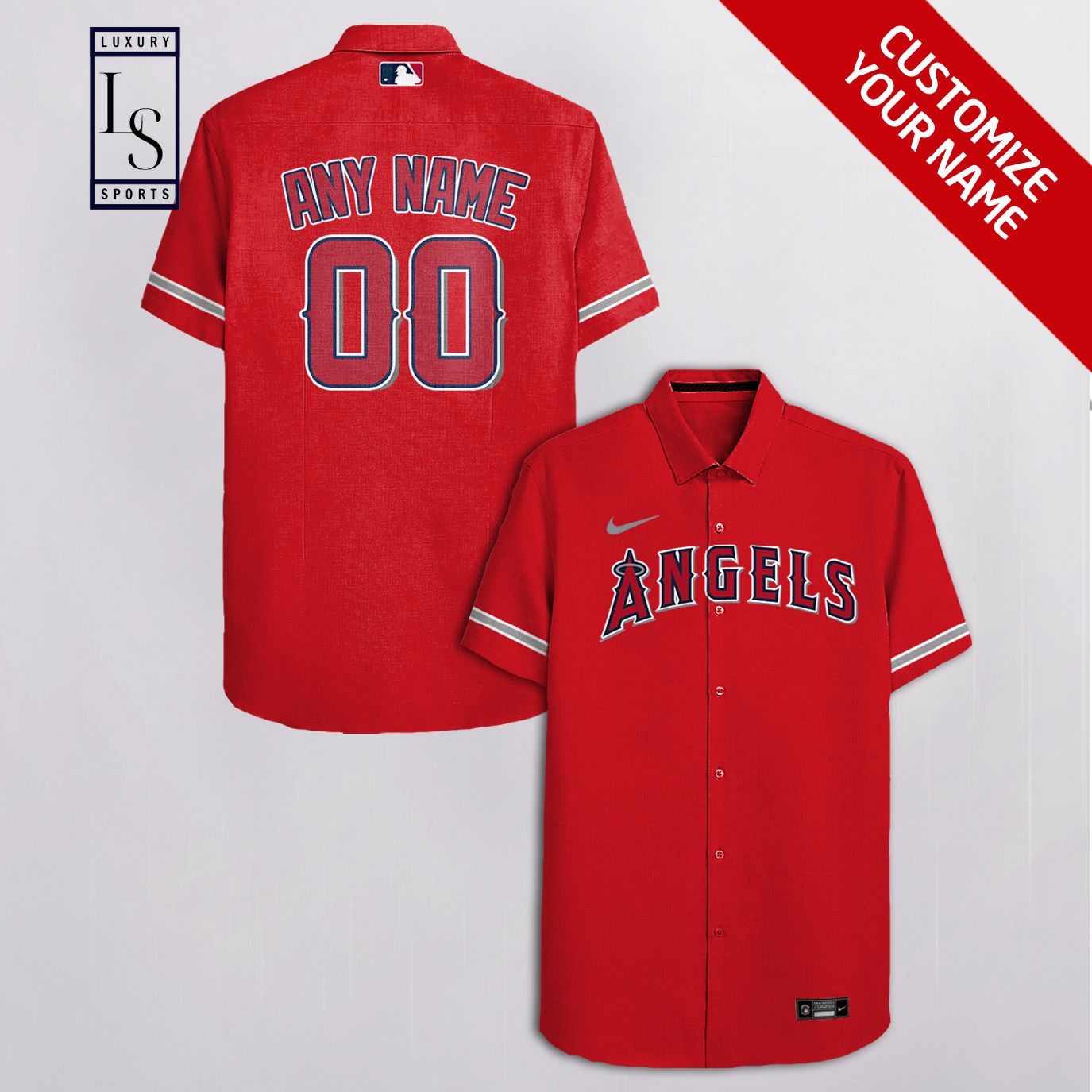 MLB Los Angeles Angels Baseball Team Customized Red Hawaiian Shirt