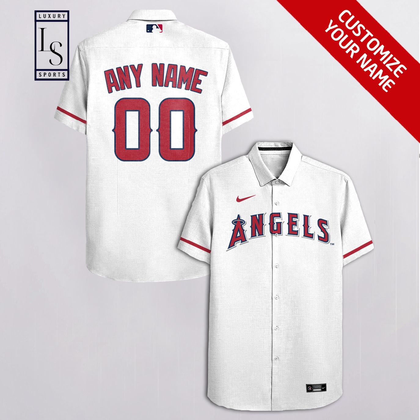 MLB Los Angeles Angels Baseball Team Customized White Hawaiian Shirt