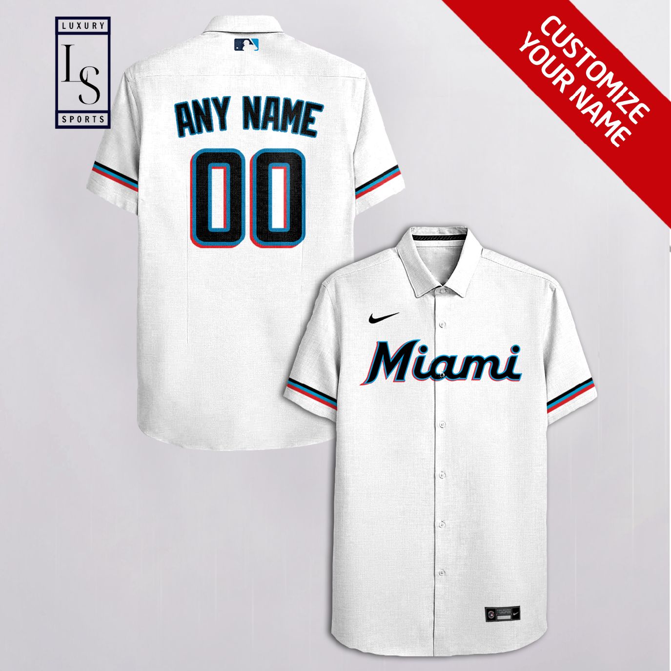 MLB Miami Marlins Baseball Team Customized White Hawaiian Shirt