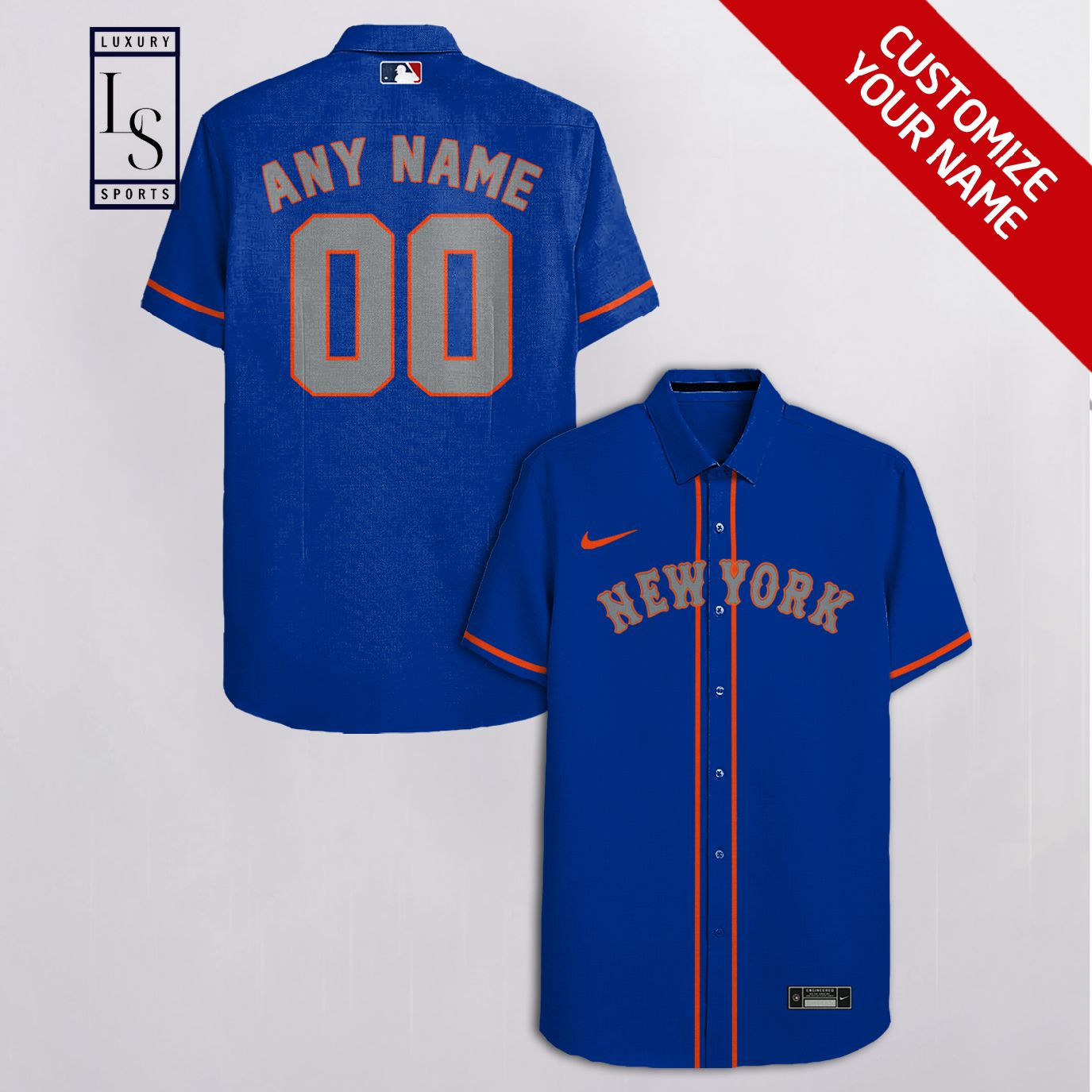MLB New York Mets Baseball Team Customized Blue Hawaiian Shirt