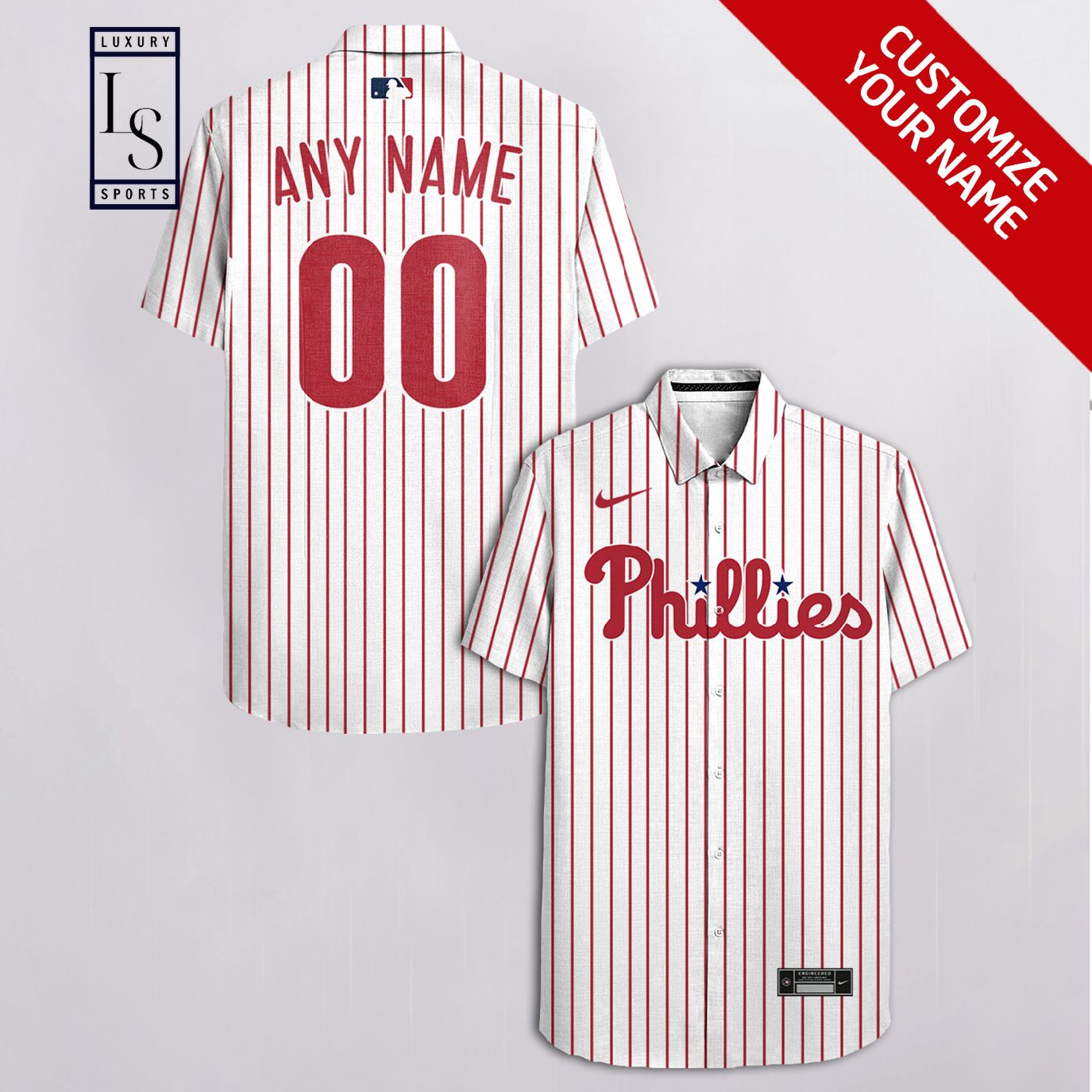 MLB Philadelphia Phillies Baseball Team Customized Red Plaid Hawaiian Shirt