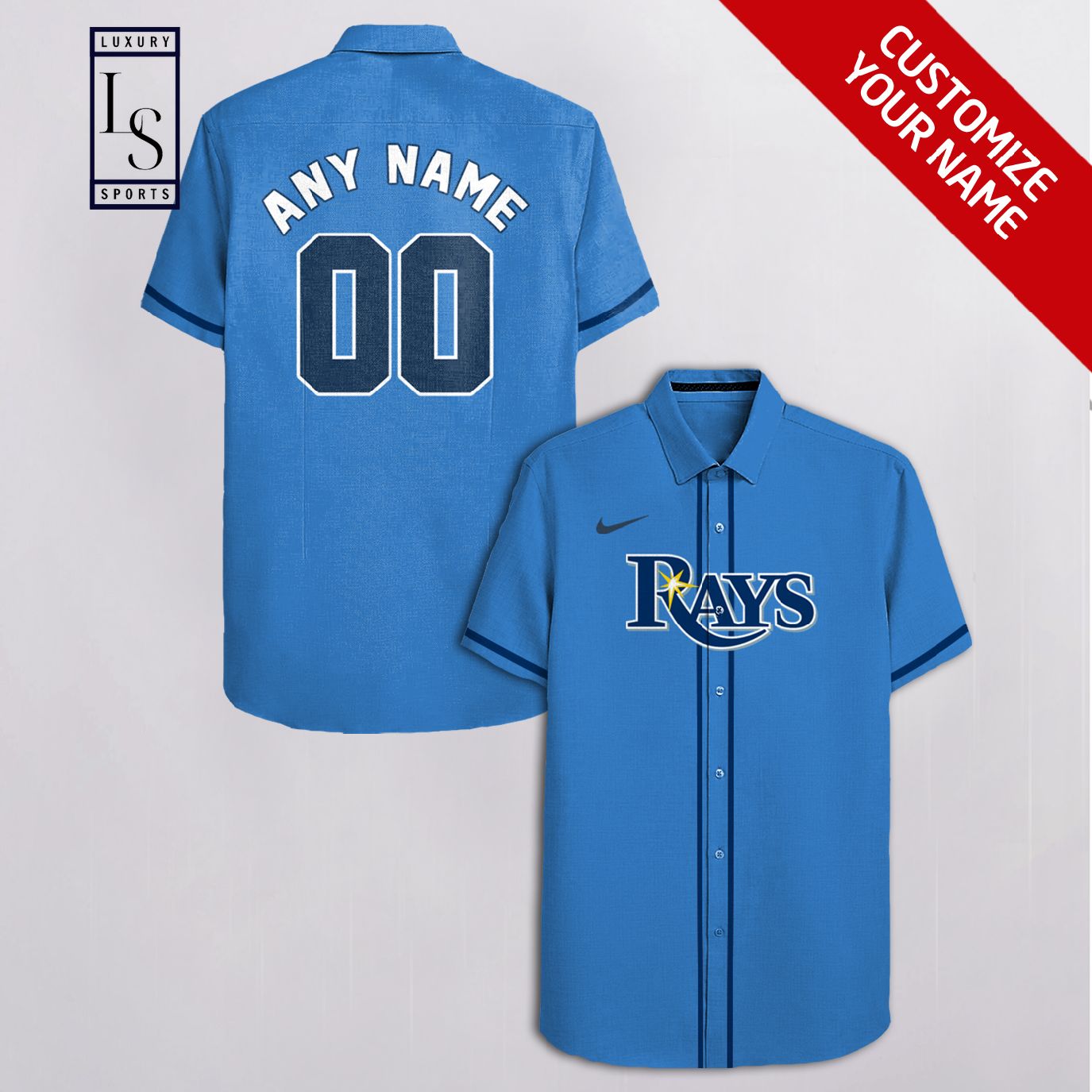 MLB Tampa Bay Rays Baseball Team Customized Blue Hawaiian Shirt