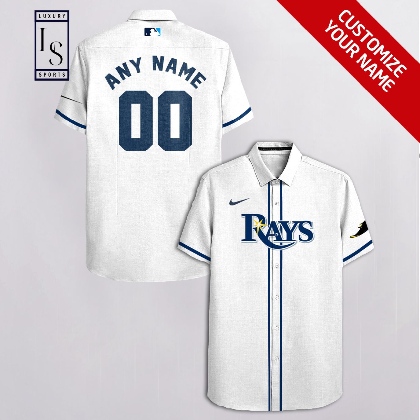 MLB Tampa Bay Rays Baseball Team Customized White Hawaiian Shirt